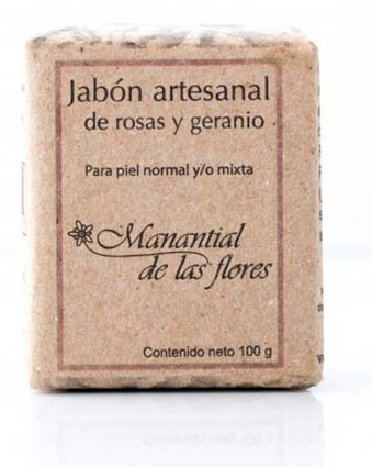 Jabón de rosa y geranio 90 gr  - Manantial de las Flores