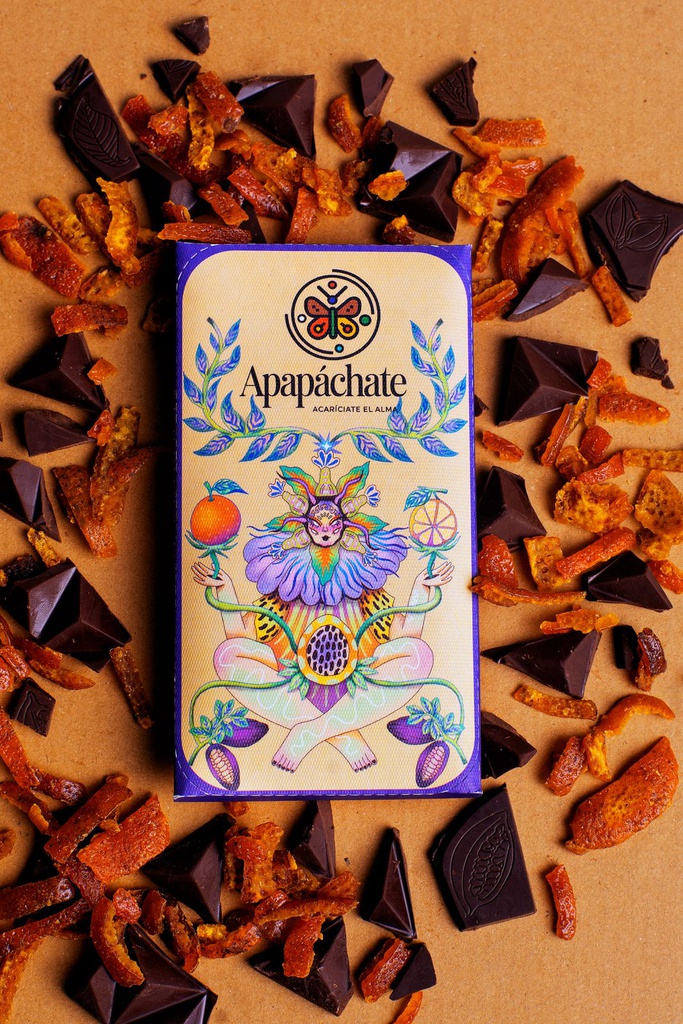 Barra De Chocolate Con Maracuya, Naranja y Mandarina 60% Cacao (70g) 